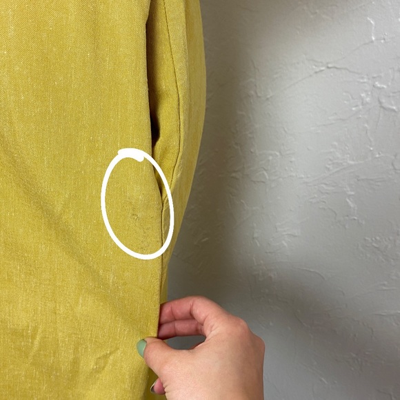New York & Co x Eva Mendes yellow linen blend shirt dress Medium - Picture 12 of 15